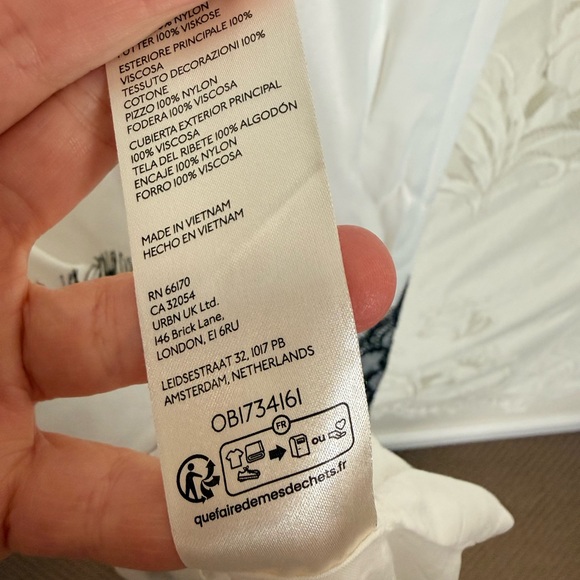 Maeve Anthropologie Lace Trim Layered Slip Dress White Black Contrast - Picture 10 of 10